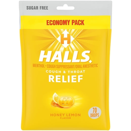 Halls Sugar Free Honey Lemon Cough Drops, 12 x 70 ct Case - DOT product image 4