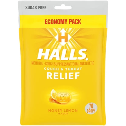 Halls Sugar Free Honey Lemon Cough Drops, 12 x 70 ct Case - DOT product image 4