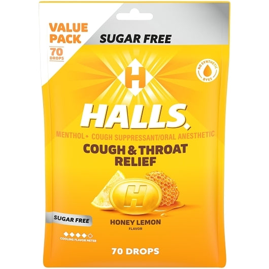 Halls Sugar Free Honey Lemon Cough Drops, 12 x 70 ct Case - DOT product image 5