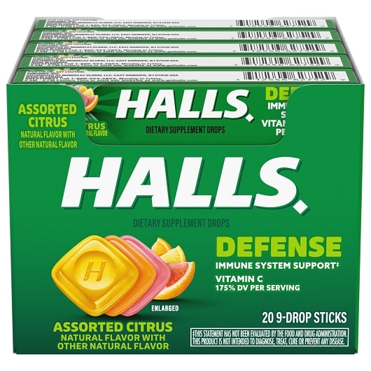 Halls Vitamin C Assorted Citrus Defense, 24 x 20 x 9 ct Case - DOT product image 2