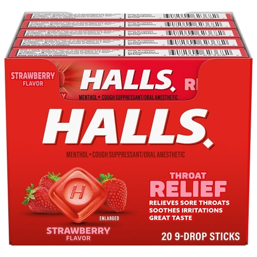 Halls Strawberry Cough Drops, 24 x 20 x 9 ct Case - DOT product image 2