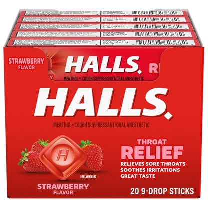 Halls Strawberry Cough Drops, 24 x 20 x 9 ct Case - DOT product image 2