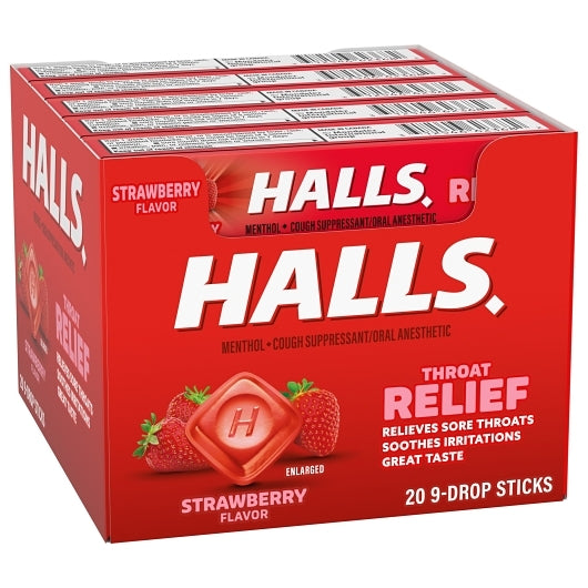 Halls Strawberry Cough Drops, 24 x 20 x 9 ct Case - DOT product image 7