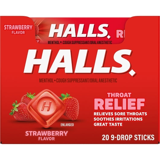 Halls Strawberry Cough Drops, 24 x 20 x 9 ct Case - DOT product image 4