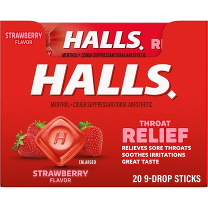 Halls Strawberry Cough Drops, 24 x 20 x 9 ct Case - DOT product image 4