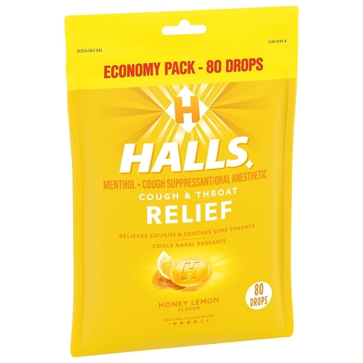 Halls Menthol Lyptus Honey Lemon Cough Drops, 12 x 80 ct Case - DOT product image 4