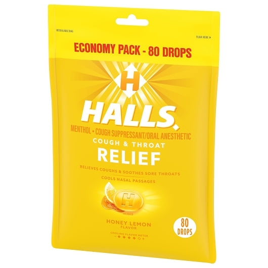 Halls Menthol Lyptus Honey Lemon Cough Drops, 12 x 80 ct Case - DOT product image 6