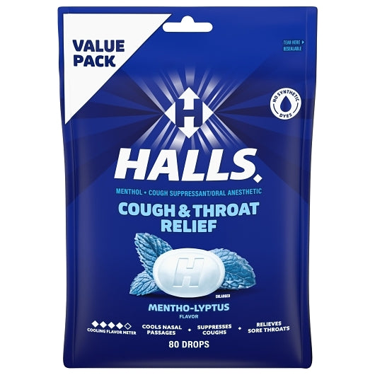 Halls Regular Menthol Eucalyptus Cough Drops, 12 x 80 ct Case - DOT product image 2