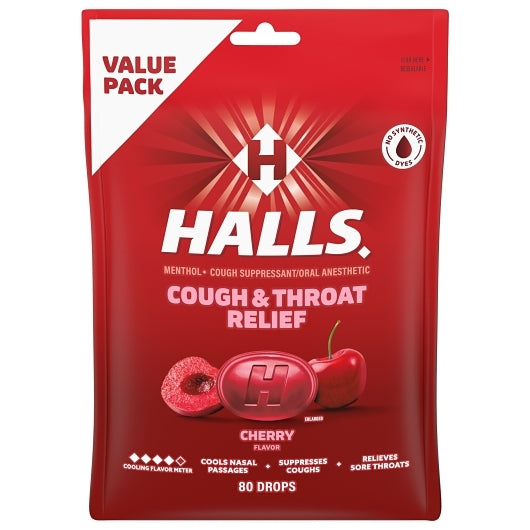 Halls RELIEF CHERRY ECONOMY PACK COUGH DROPS, 12 x 80 ct Case - DOT product image 2