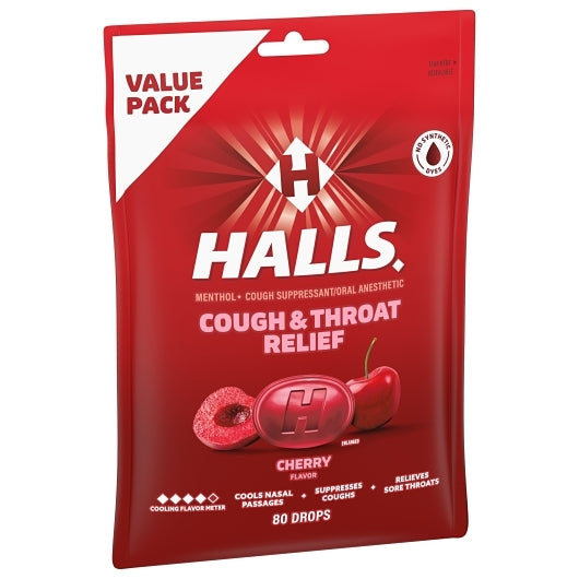Halls RELIEF CHERRY ECONOMY PACK COUGH DROPS, 12 x 80 ct Case - DOT product image 5