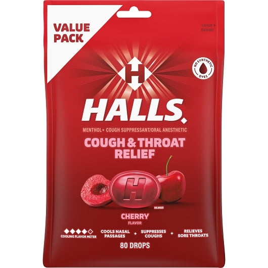 Halls RELIEF CHERRY ECONOMY PACK COUGH DROPS, 12 x 80 ct Case - DOT product image 3