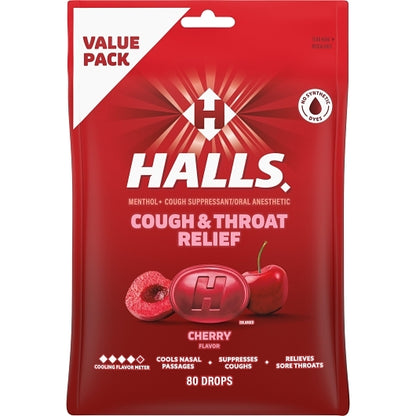 Halls RELIEF CHERRY ECONOMY PACK COUGH DROPS, 12 x 80 ct Case - DOT product image 3