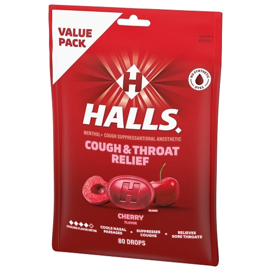 Halls RELIEF CHERRY ECONOMY PACK COUGH DROPS, 12 x 80 ct Case - DOT product image 7
