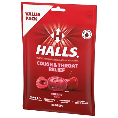 Halls RELIEF CHERRY ECONOMY PACK COUGH DROPS, 12 x 80 ct Case - DOT product image 7