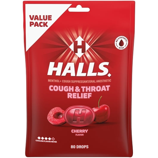Halls RELIEF CHERRY ECONOMY PACK COUGH DROPS, 12 x 80 ct Case - DOT product image 4
