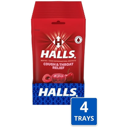 Halls Bag Cherry Cough Drops, 4 x 12 x 30 ct Case - Health & Personal Care