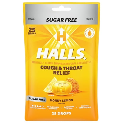 Halls Sugar Free Menthol Lyptus Honey Lemon Cough Drops, 4 x 12 x 25 ct Case - DOT product image 2