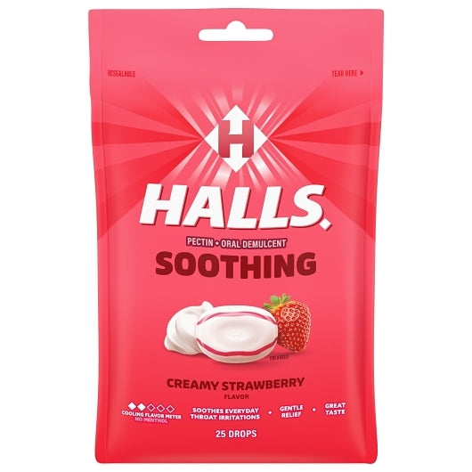 Halls Breezers Creamy Strawberry Cough Drops, 4 x 12 x 25 ct Case - DOT product image 2