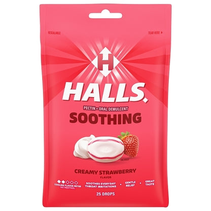 Halls Breezers Creamy Strawberry Cough Drops, 4 x 12 x 25 ct Case - DOT product image 2