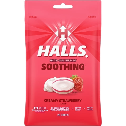 Halls Breezers Creamy Strawberry Cough Drops, 4 x 12 x 25 ct Case - DOT product image 3
