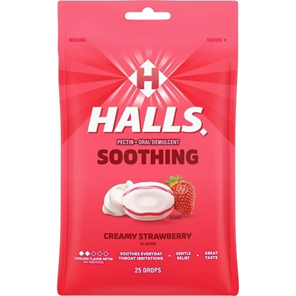 Halls Breezers Creamy Strawberry Cough Drops, 4 x 12 x 25 ct Case - DOT product image 3