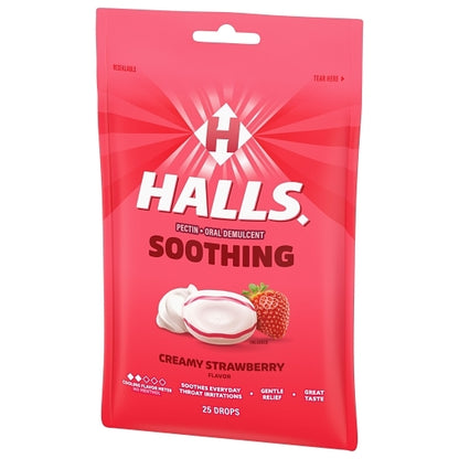 Halls Breezers Creamy Strawberry Cough Drops, 4 x 12 x 25 ct Case - DOT product image 7