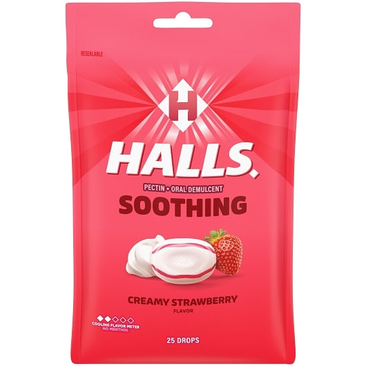 Halls Breezers Creamy Strawberry Cough Drops, 4 x 12 x 25 ct Case - DOT product image 4