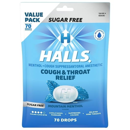 Halls Sugar Free Menthol Lyptus Mountain Menthol Eucalyptus Cough Drops, 12 x 70 ct Case - DOT product image 2
