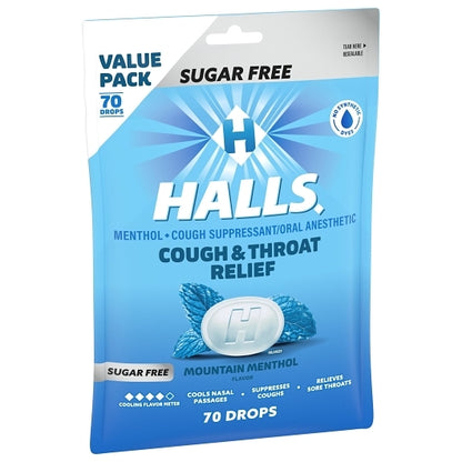 Halls Sugar Free Menthol Lyptus Mountain Menthol Eucalyptus Cough Drops, 12 x 70 ct Case - DOT product image 7