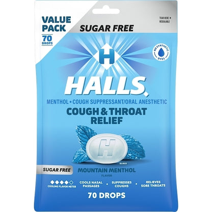 Halls Sugar Free Menthol Lyptus Mountain Menthol Eucalyptus Cough Drops, 12 x 70 ct Case - DOT product image 3