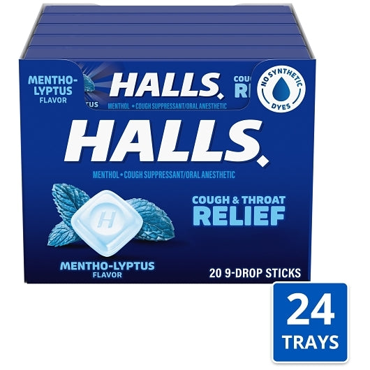 Halls Menthol Eucalyptus Cough Drops, 24 x 20 x 9 ct Case - Health & Personal Care