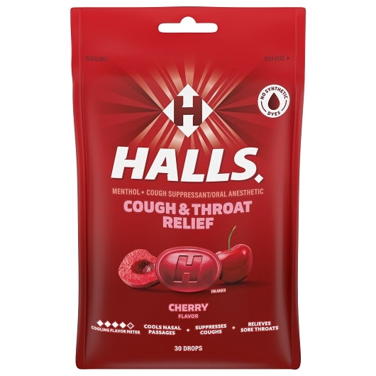 Halls Bag Cherry Cough Drops, 4 x 12 x 30 ct Case - DOT product image 2