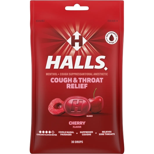 Halls Bag Cherry Cough Drops, 4 x 12 x 30 ct Case - DOT product image 3