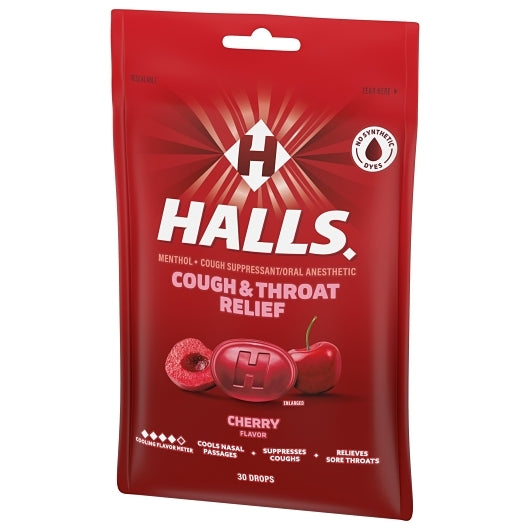 Halls Bag Cherry Cough Drops, 4 x 12 x 30 ct Case - DOT product image 7