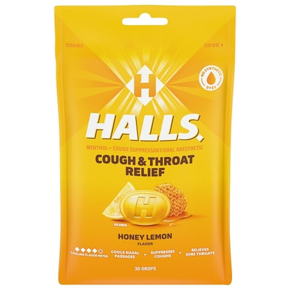 Halls Honey Lemon Cough Drops, 4 x 12 x 30 ct Case - DOT product image 2