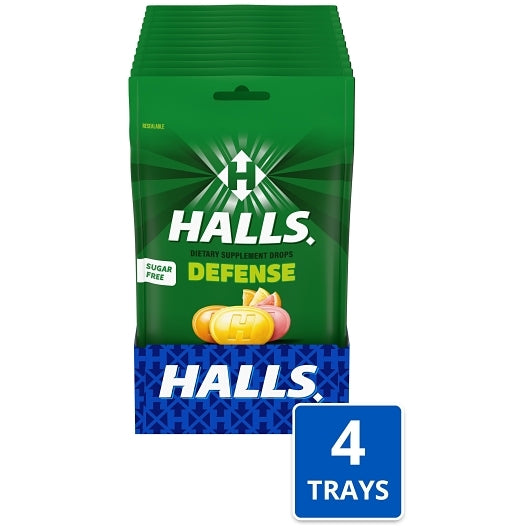 Halls Sugar Free Defense Assorted Citrus Cough Drops, 4 x 12 x 25 ct Case - Health & Personal Care