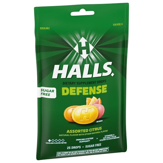 Halls Sugar Free Defense Assorted Citrus Cough Drops, 4 x 12 x 25 ct Case - DOT product image 6