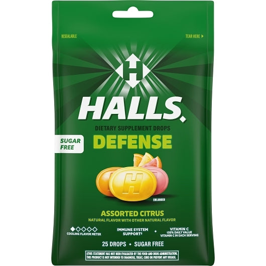 Halls Sugar Free Defense Assorted Citrus Cough Drops, 4 x 12 x 25 ct Case - DOT product image 3