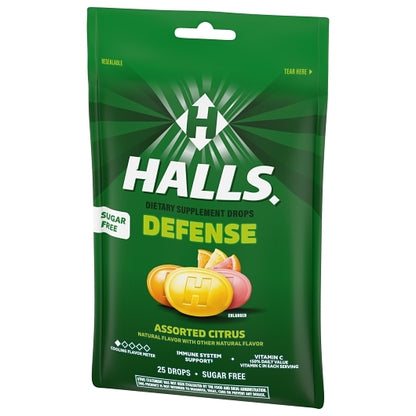 Halls Sugar Free Defense Assorted Citrus Cough Drops, 4 x 12 x 25 ct Case - DOT product image 8