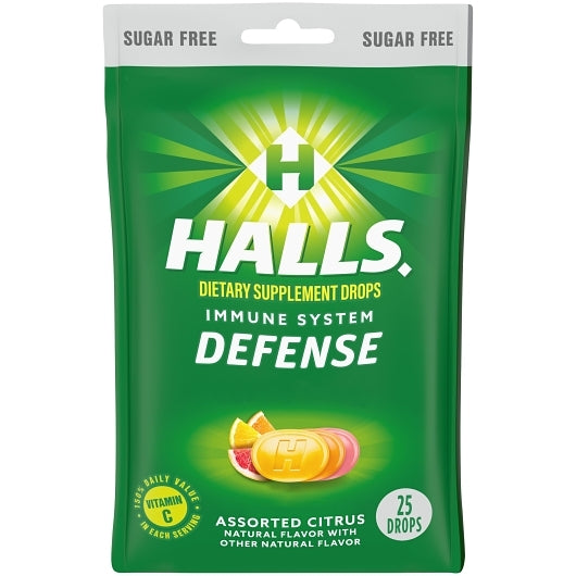 Halls Sugar Free Defense Assorted Citrus Cough Drops, 4 x 12 x 25 ct Case - DOT product image 4