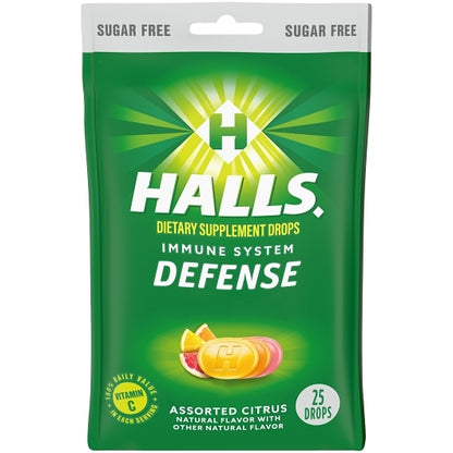 Halls Sugar Free Defense Assorted Citrus Cough Drops, 4 x 12 x 25 ct Case - DOT product image 4