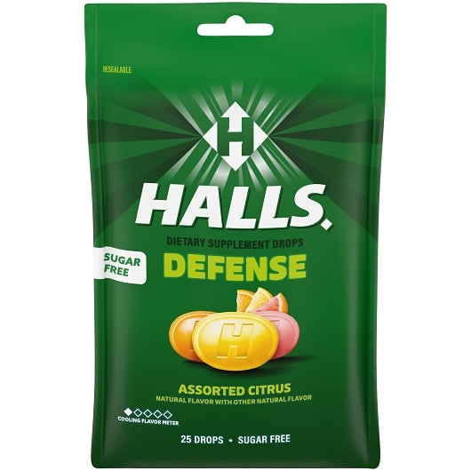 Halls Sugar Free Defense Assorted Citrus Cough Drops, 4 x 12 x 25 ct Case - DOT product image 5