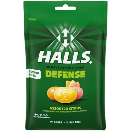 Halls Sugar Free Defense Assorted Citrus Cough Drops, 4 x 12 x 25 ct Case - DOT product image 5