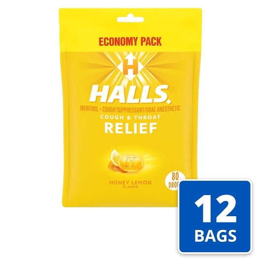 Halls Menthol Lyptus Honey Lemon Cough Drops, 12 x 80 ct Case - DOT product image 3