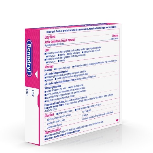 Benadryl Allergy Liqua-Gels Dye-Free Antihistamine 25 Mg Capsules, 4 x 6 x 24 ct Case - DOT product image 7