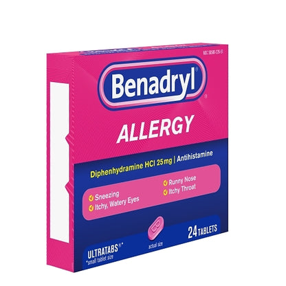 Benadryl Allergy Antihistamine 25 Mg Tablets, 4 x 6 x 24 ct Case - DOT product image 2