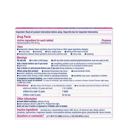 Benadryl Allergy Antihistamine 25 Mg Tablets, 4 x 6 x 24 ct Case - DOT product image 5