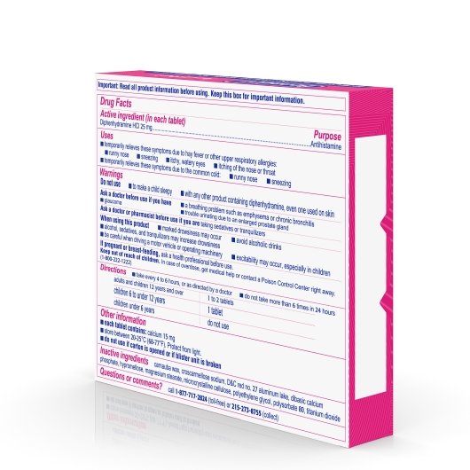 Benadryl Allergy Antihistamine 25 Mg Tablets, 4 x 6 x 24 ct Case - DOT product image 7