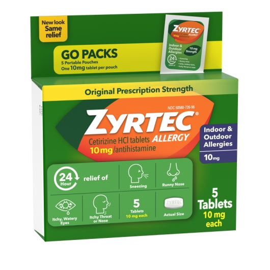 Zyrtec 24 Hour Hives Relief, 9 x 4 x 5 ct Case - Alternate product angle or state
