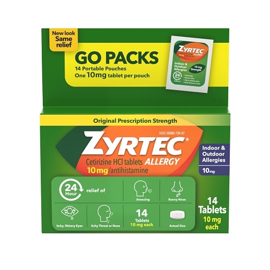 Zyrtec Allergy 10 Milligram Tablets, 6 x 4 x 14 ct Case - Health & Personal Care